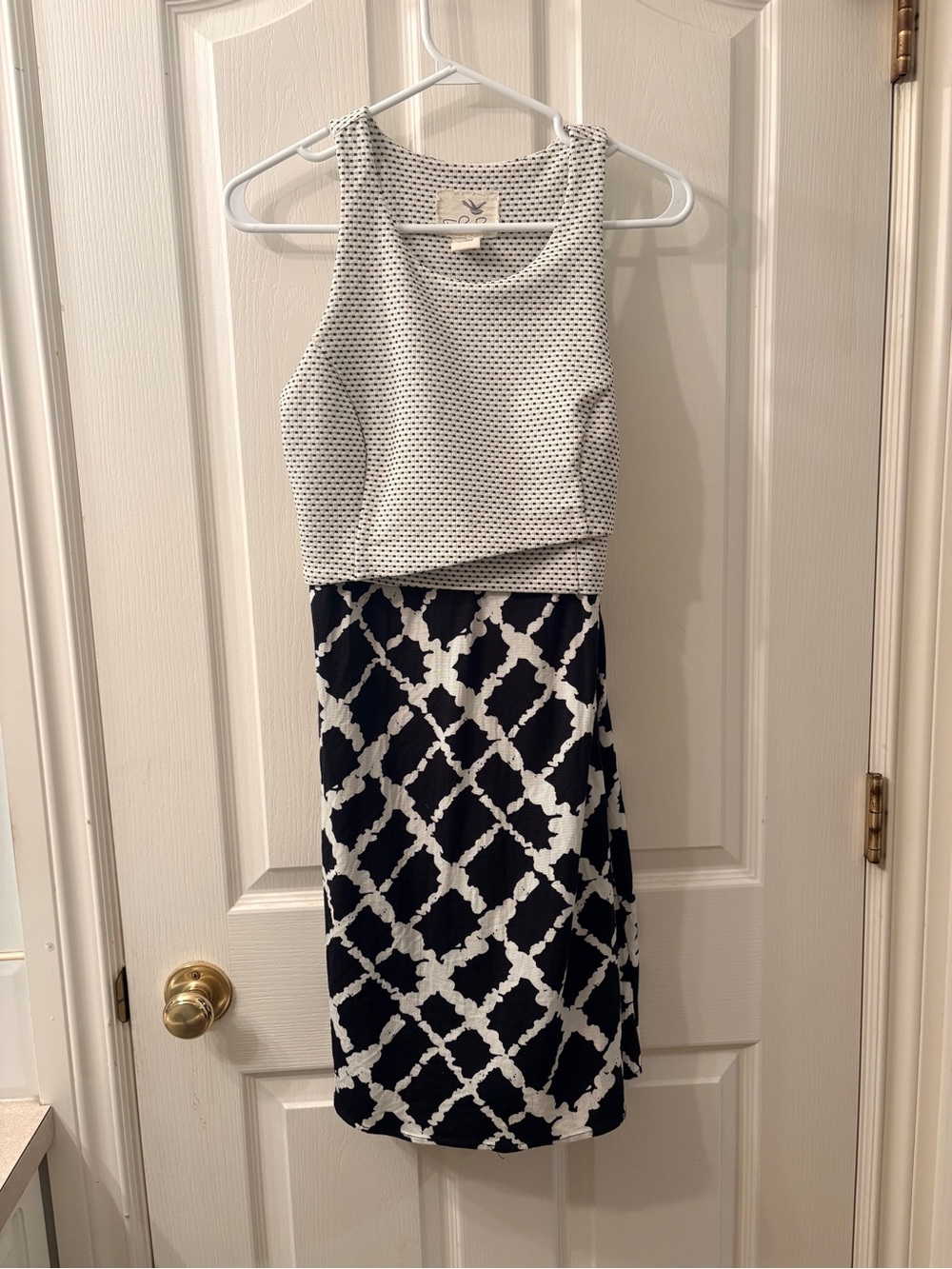 Anthropologie Two-Tone Black and White Patterned Dress